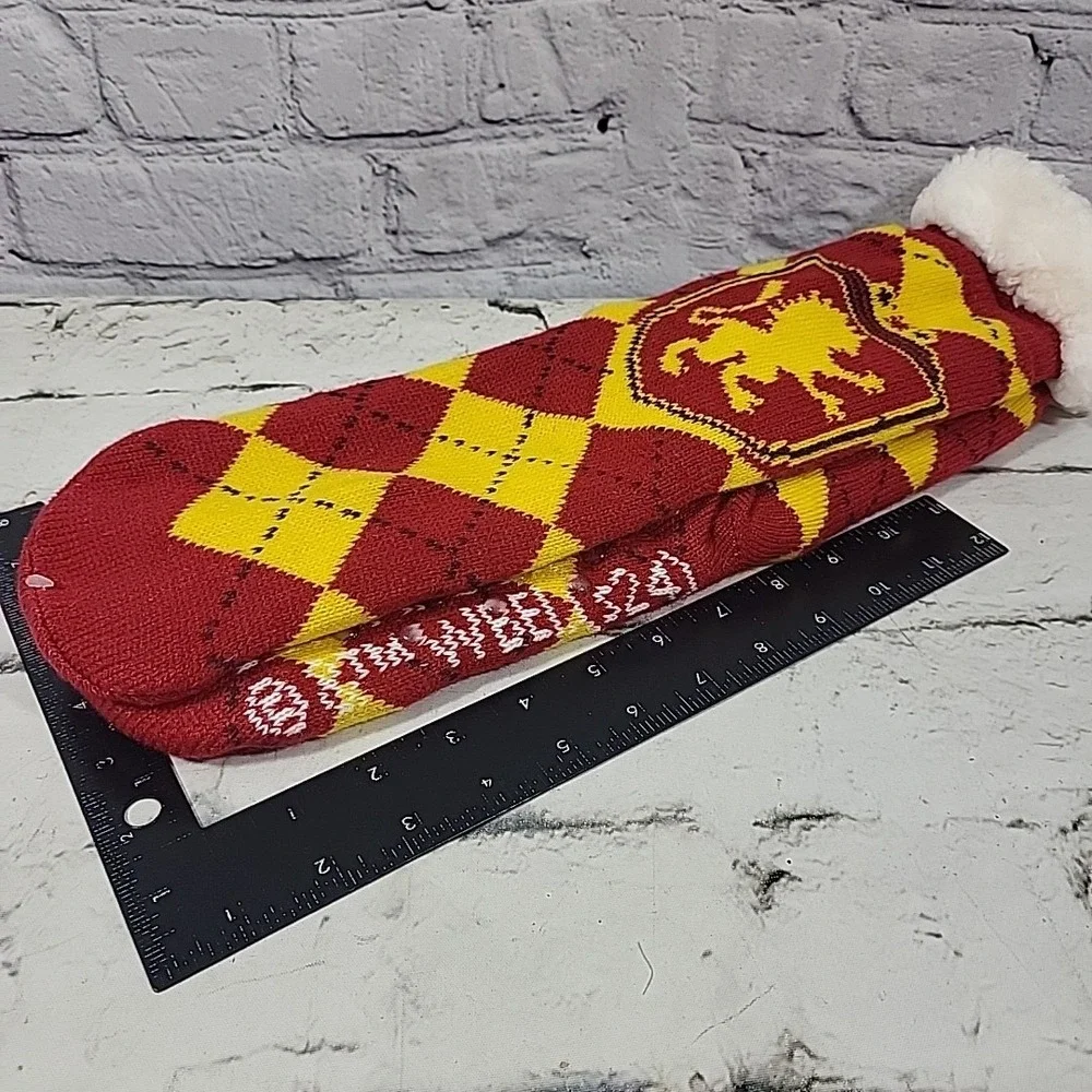 Harry Potter Gryffindor Sherpa Lined Non-Slip Slipper Socks - One Size Fits Most